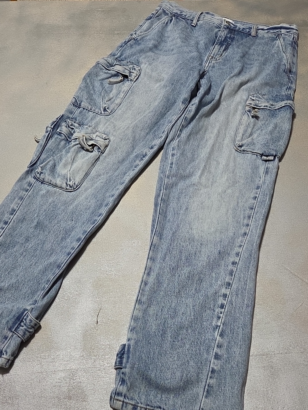 pistola Light Blue Cargo Flare Jeans